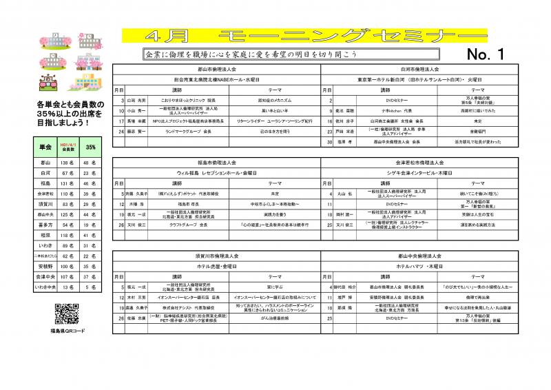 ＜無料＞　経営者モーニングセミナー　4月【福島県内13会場全予定】　
