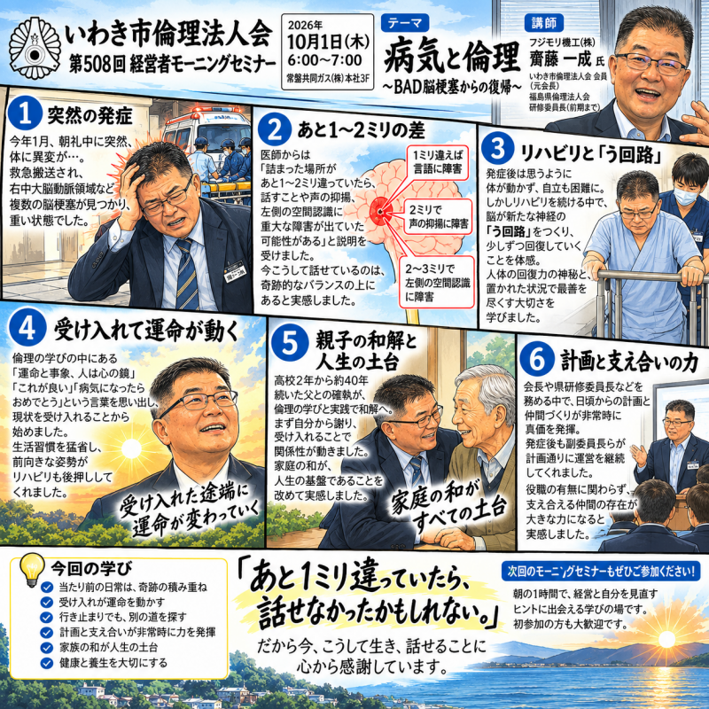 【開催情報】26/10/1フジモリ機工（株）代表取締役齋藤一成氏